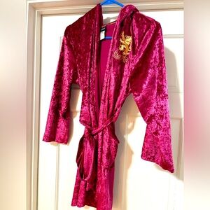 Harry Potter Red Velvet Robe with Gold Lion Crest Gryffindor Pjammy